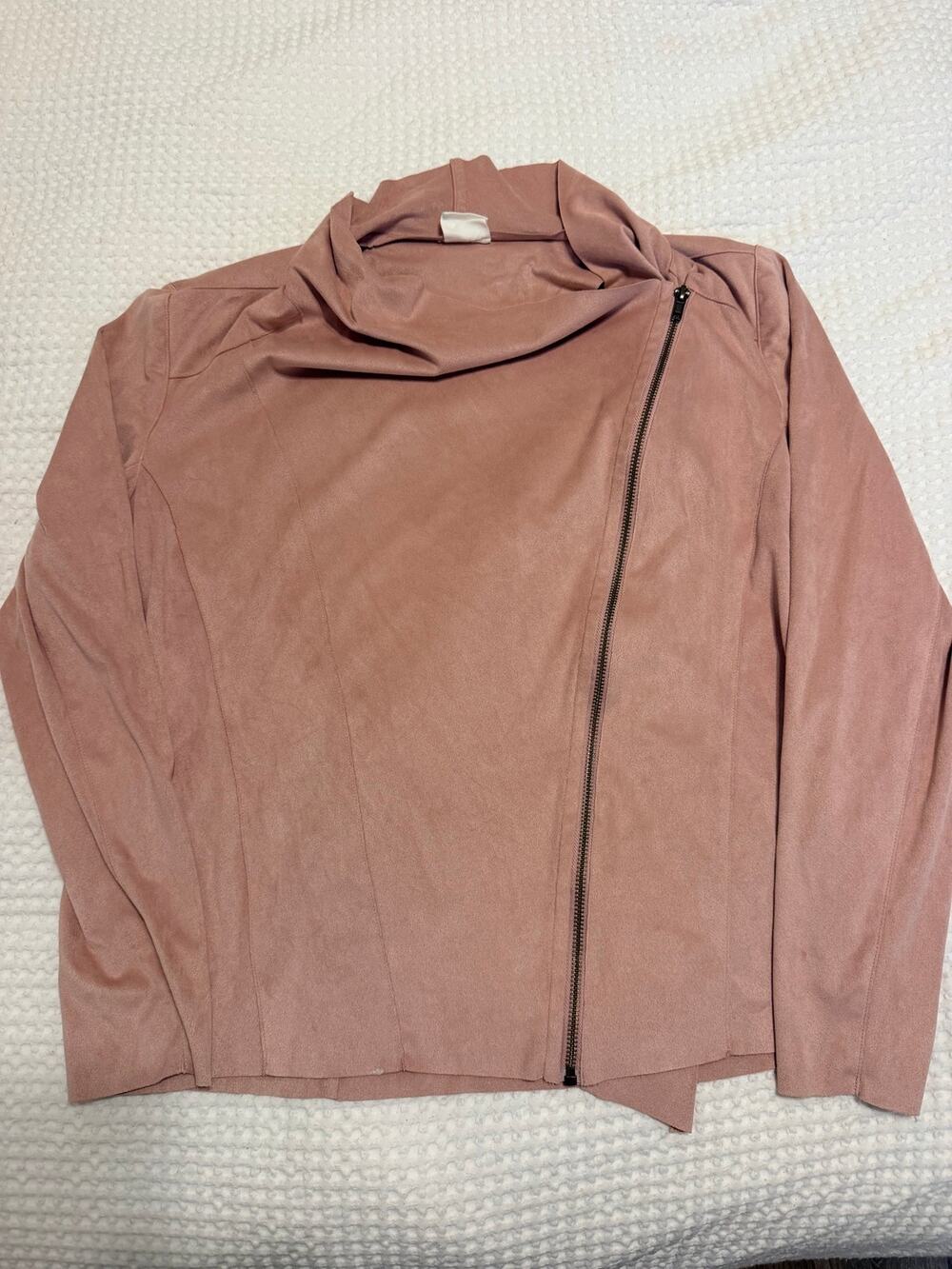 Womens Mote Faux Suede Asymmetrical Zip Jacket Size Large